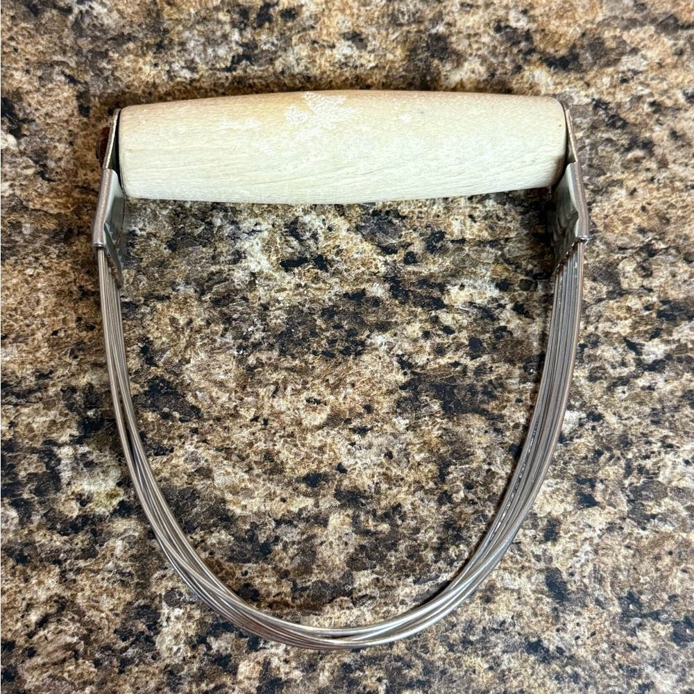 Stainless Steel Dough Blender with‎ Wooden Handle